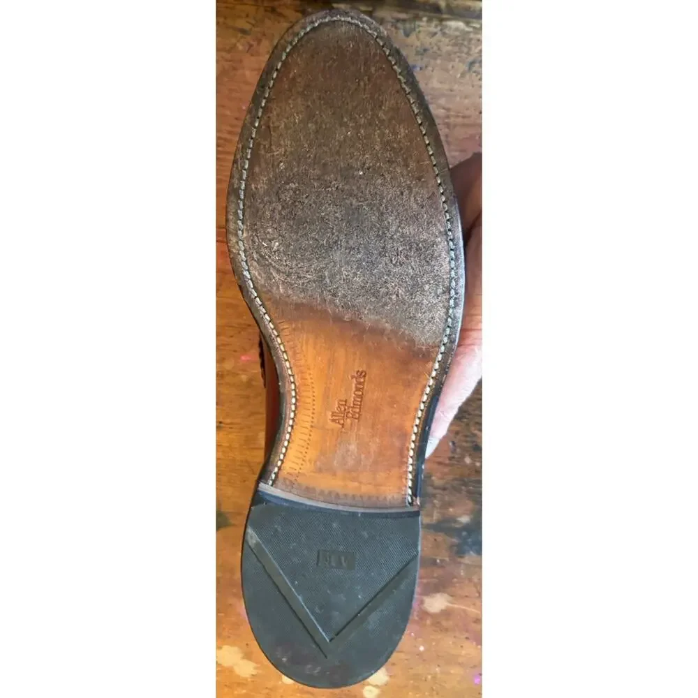 Allen Edmonds Brookwood Woven Tassel Loafers Brown Leather Men's 9.5 AA USA Made